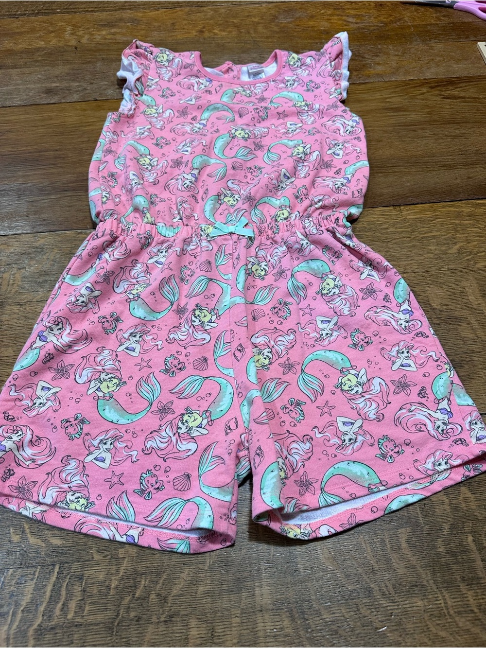 Disney Pink little Mermaid Print Girls' Romper sz 14-16